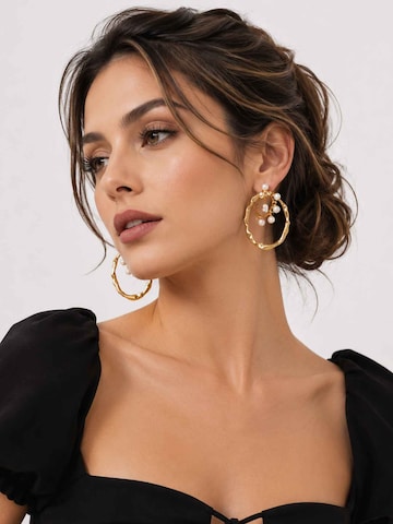 RteRmeNaušnice 'Two-Way Pearl Gold Hoop Earrings' - zlatna boja