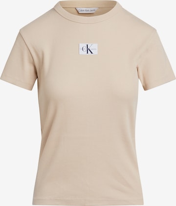 T-shirt Calvin Klein Jeans en beige : devant
