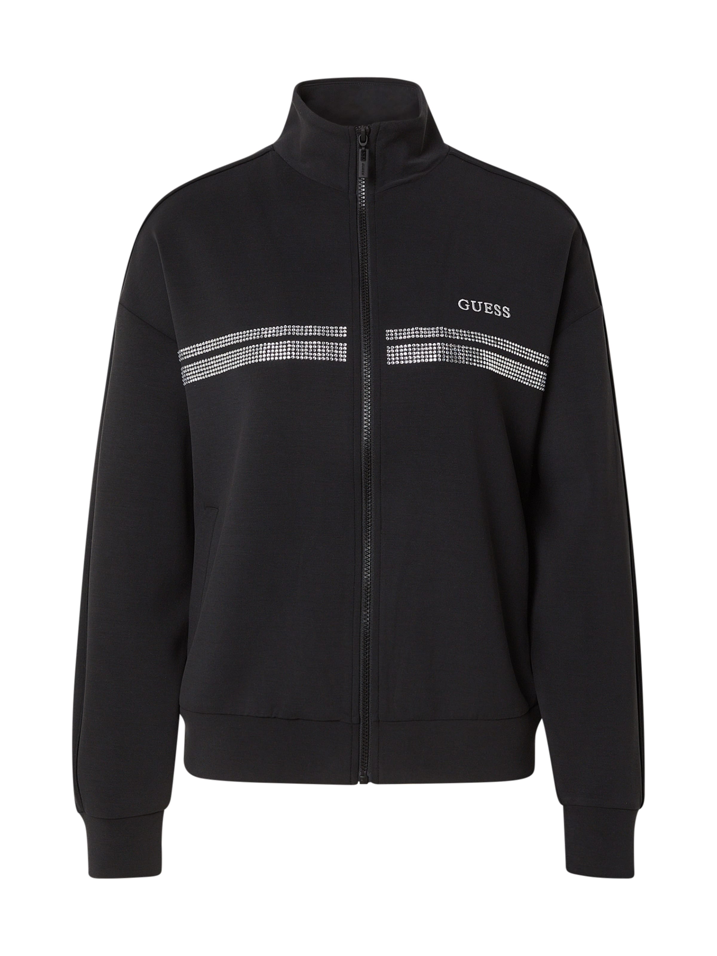 GUESS - Sudadera con cremallera deportiva 'BERTHE' en negro: frente