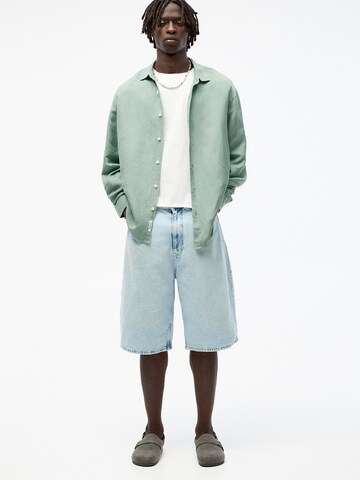 Pull&Bear Comfort fit Button Up Shirt in Green