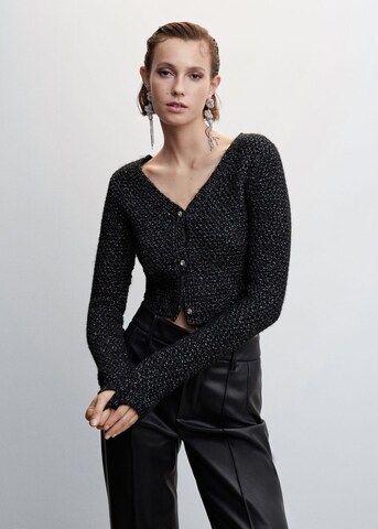 MANGO Knit Cardigan 'FINI' in Black: front