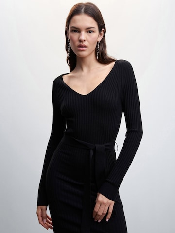 MANGO Knitted dress 'Goletav' in Black: front