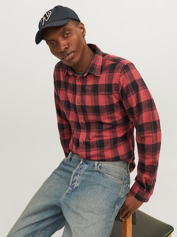 JACK & JONES Slim fit Overhemd 'JJJoshua' in Rood