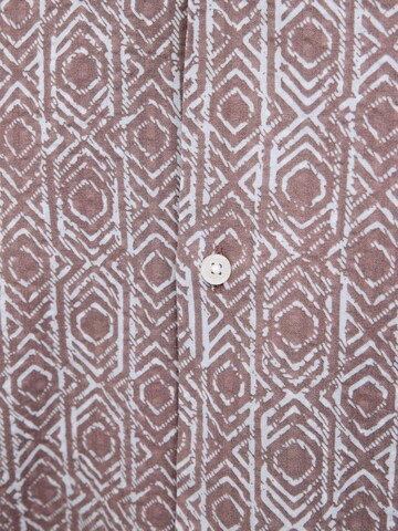 JACK & JONES Comfort fit Button Up Shirt 'JORSeersucker' in Brown