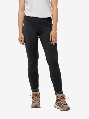 JACK WOLFSKIN Skinny Sports trousers in Black: front