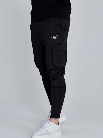 SikSilk Slimfit Sportbroek 'Essentials Poly' in Zwart