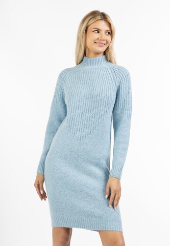 usha WHITE LABEL - Vestido de punto 'Lynnea' en azul: frente