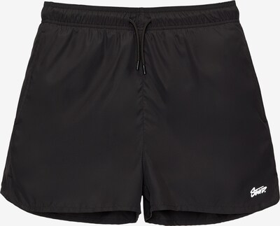 Pull&Bear Kratke kopalne hlače | črna / bela barva, Prikaz izdelka