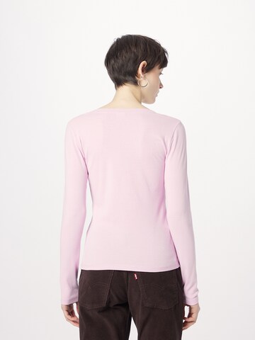 LEVI'S ® Póló 'Long Sleeve V-Neck Baby Tee' - rózsaszín