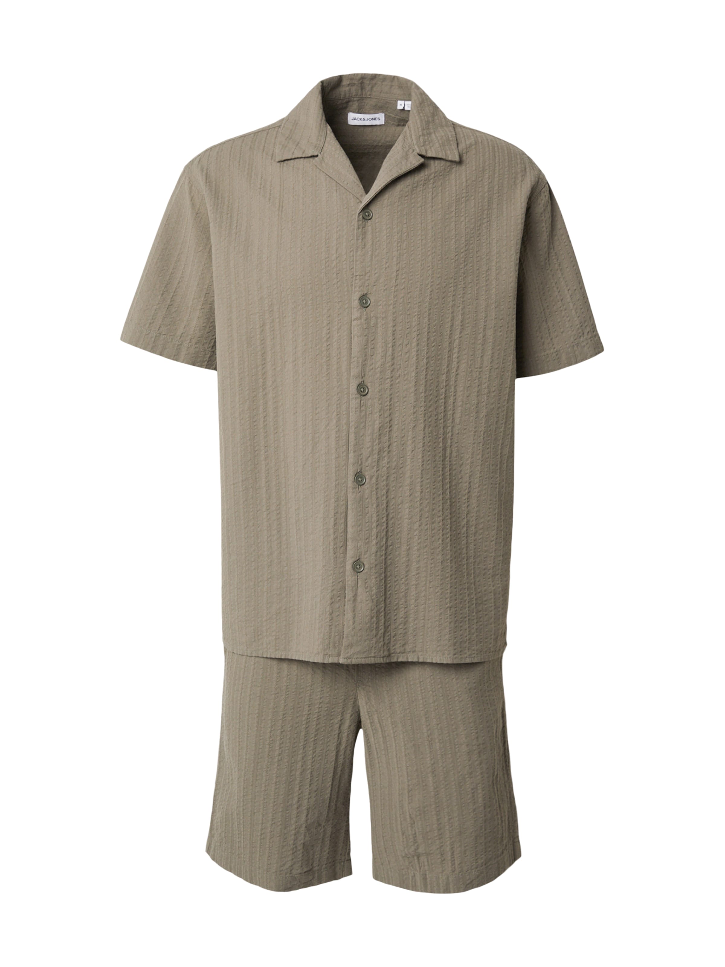JACK & JONES Set: Hemd+ Shorts 'JJETYSON' in Grün: Vorderseite