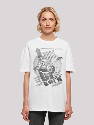 F4NT4STIC Shirt 'Bugs Bunny What's Up Rock' in Wit: voorkant