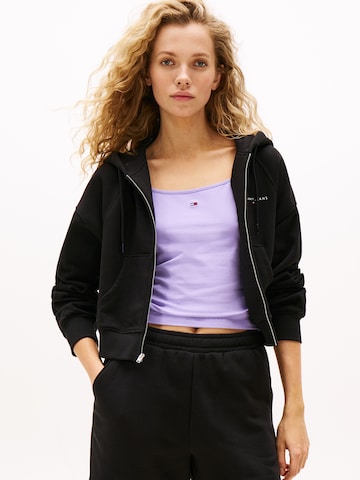Tommy Jeans - Casaco em moletão em preto: frente