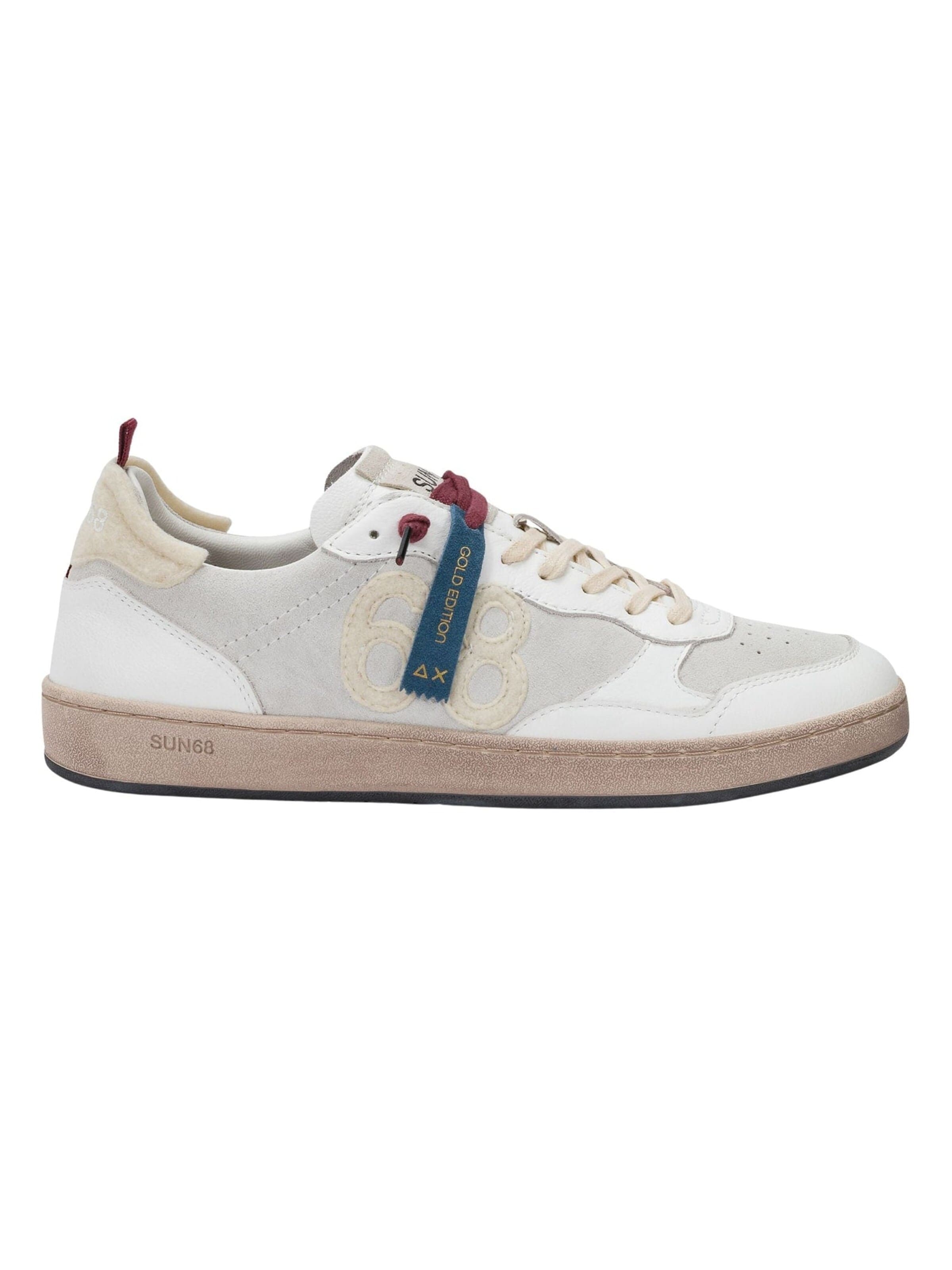 SUN68 Platform trainers 'Urban Basket 1968 sneaker in suede and leather' in White: front