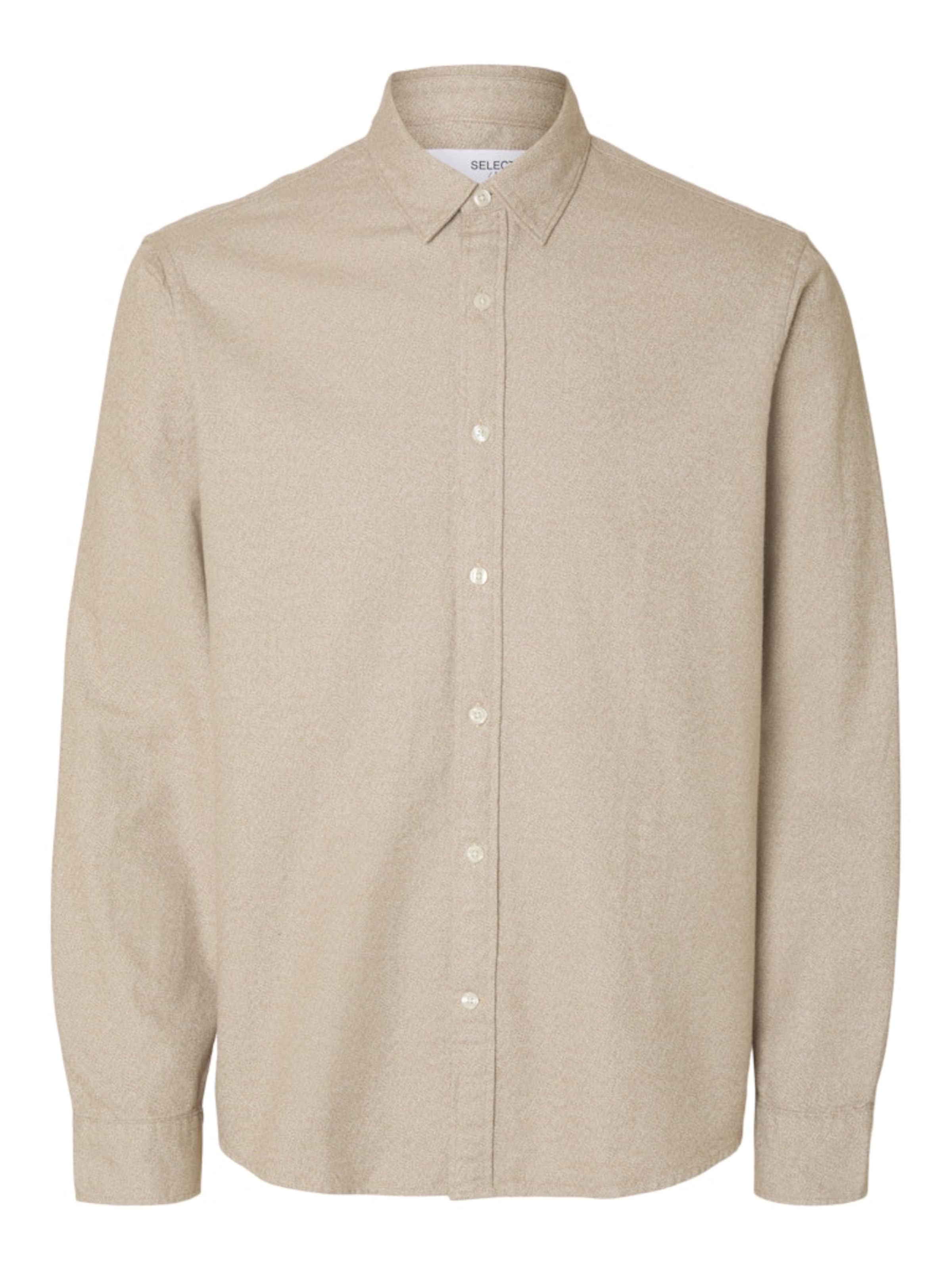 SELECTED Regular fit Button Up Shirt 'SLHNOAH' in Beige: front