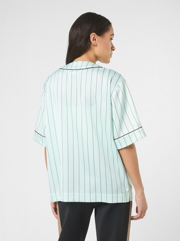 T-shirt 'FIESOLE boxy pinstriped satin baseball shirt' FILA en bleu