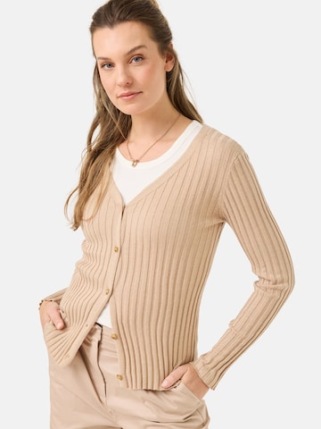 Tamaris Gebreid vest in Beige: voorkant
