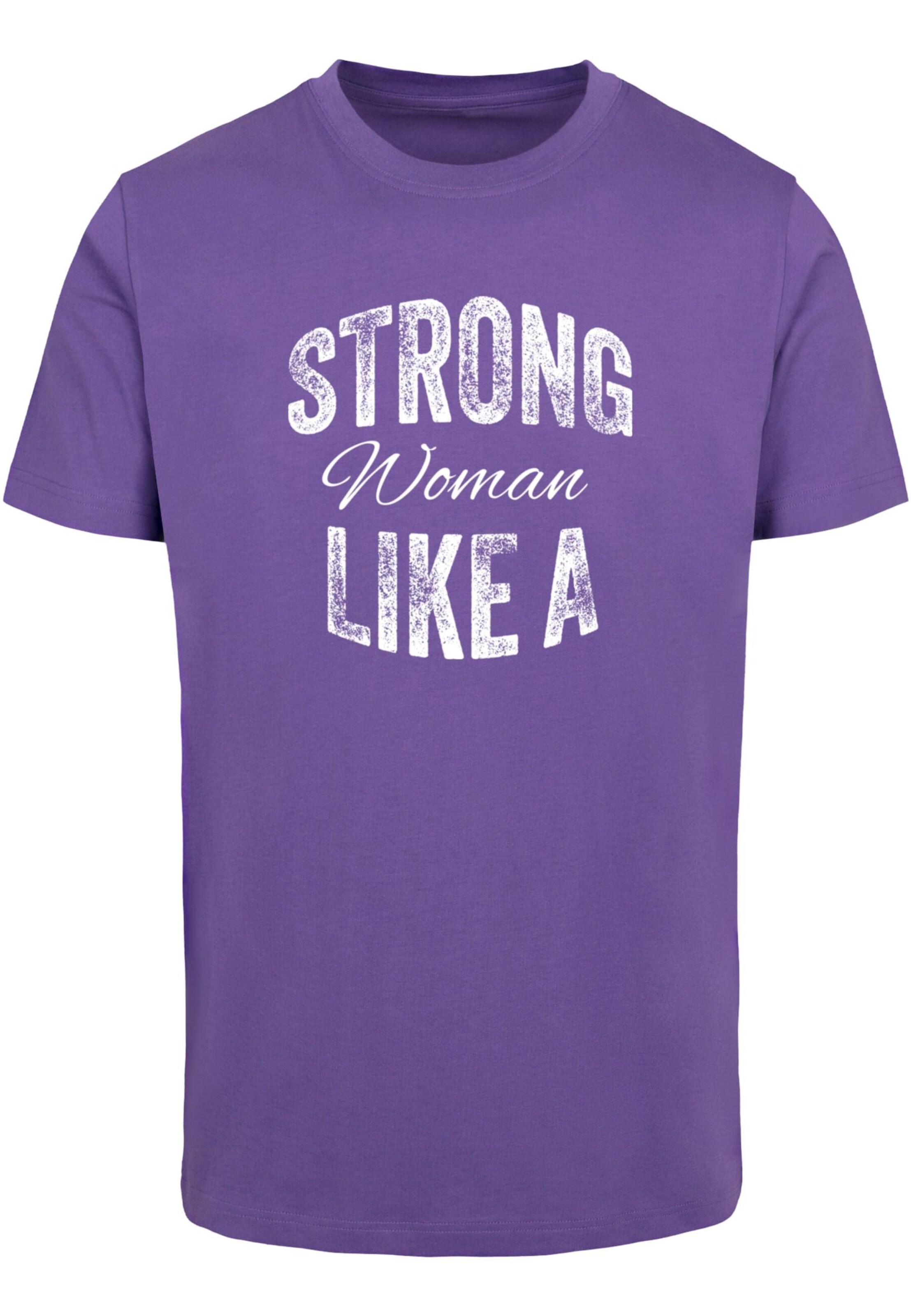 Merchcode Shirt 'Strong Like A Woman' in Lila: voorkant