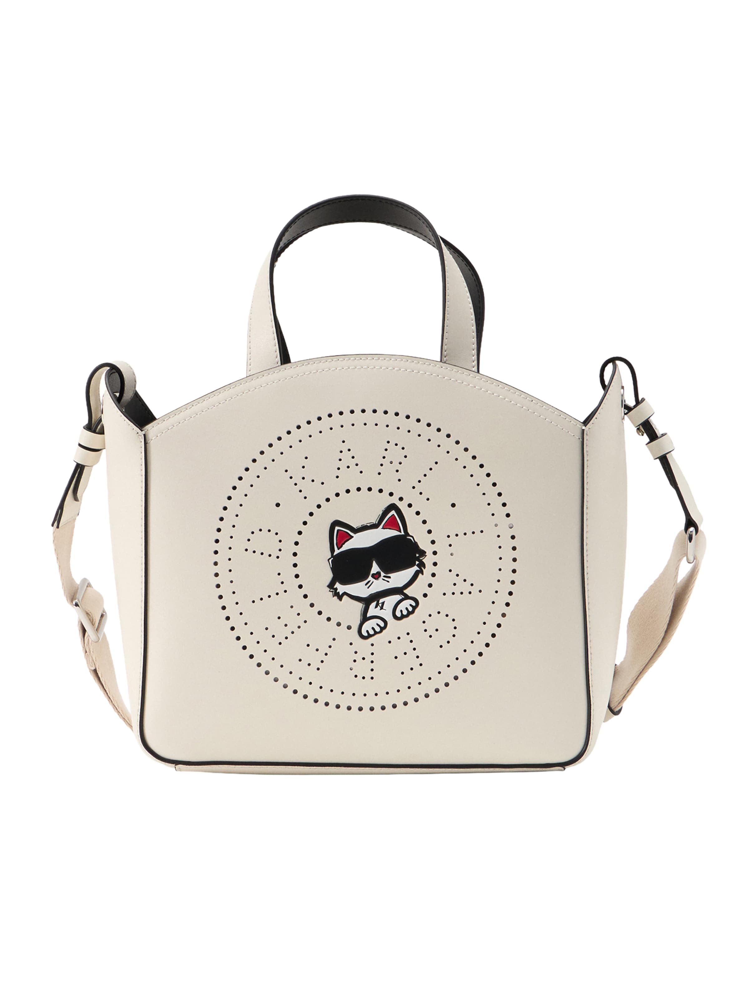 Karl Lagerfeld Τσάντα χειρός 'IKON CIRCLE' σε κόκκινο / μαύρο / λευκό μαλλιού, Άποψη προϊόντος