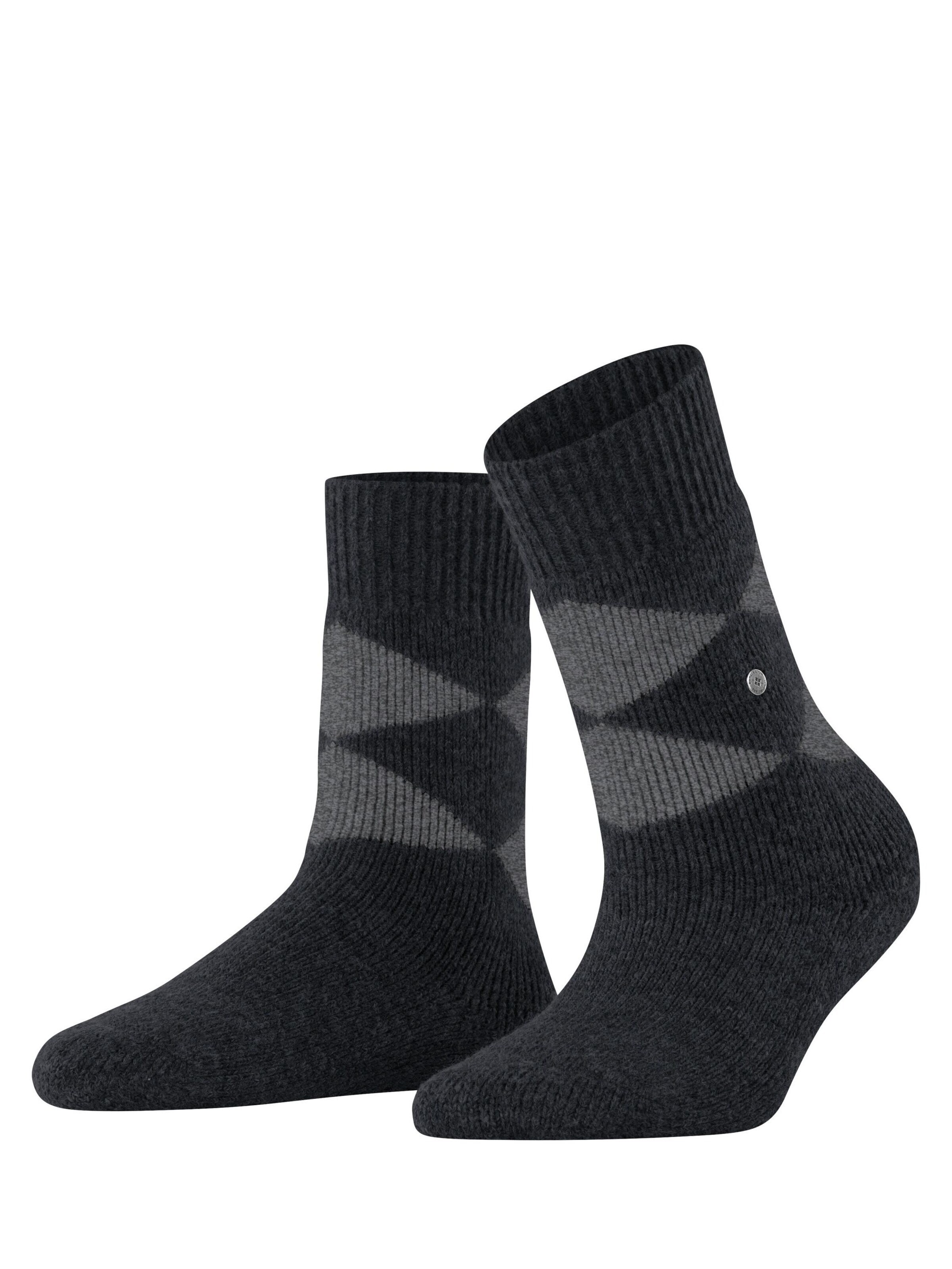 BURLINGTON Socken 'Cosy Argyle'‌‌‌ in Schwarz: Vorderseite