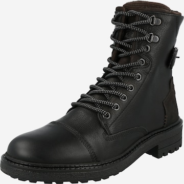 BULLBOXER Lace-Up Boots in Black: front