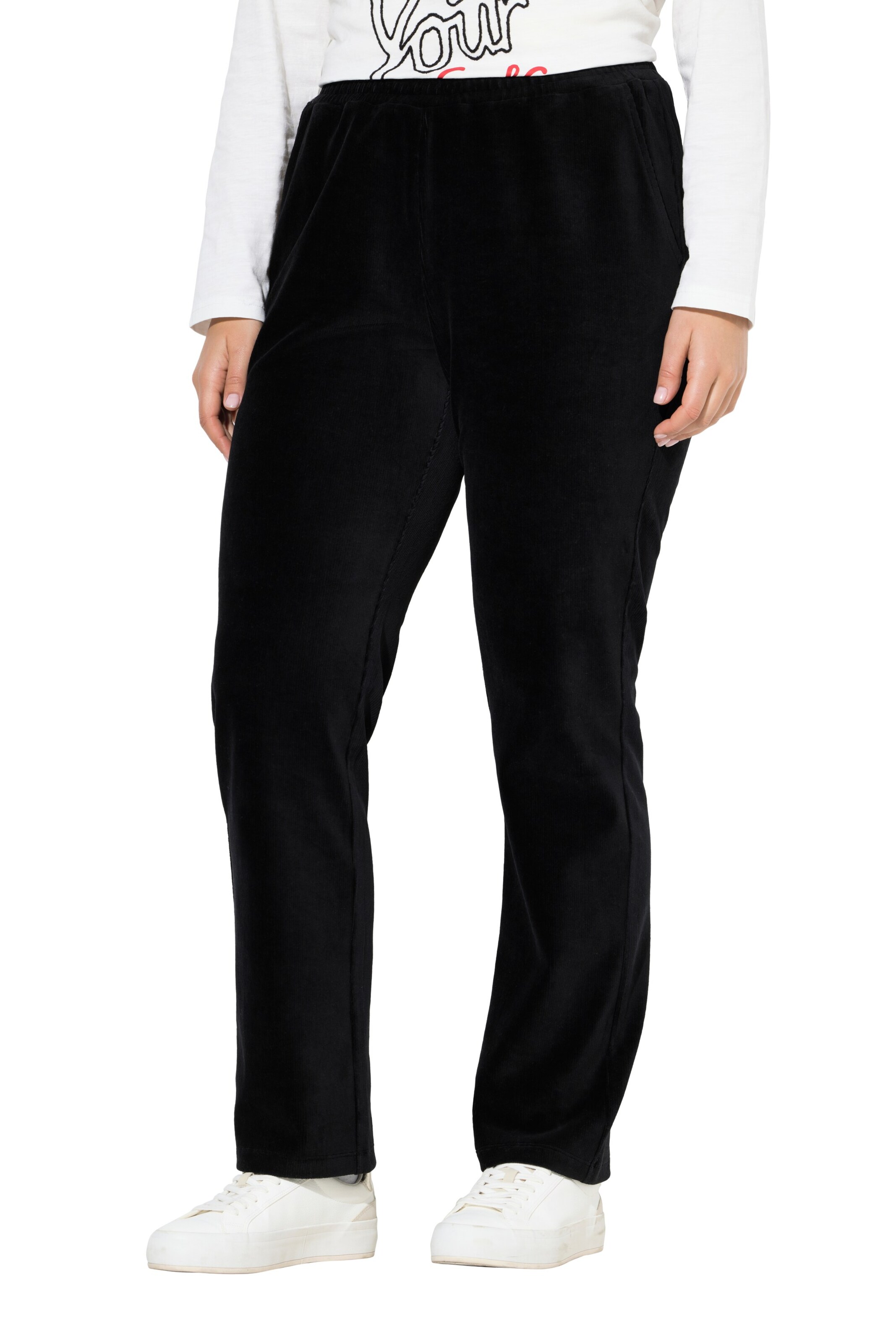 Ulla Popken Regular Trousers in Black: front