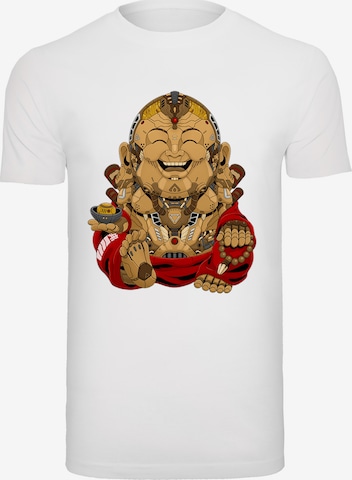 T-Shirt 'Happy Cyber Buddha' F4NT4STIC en blanc : devant