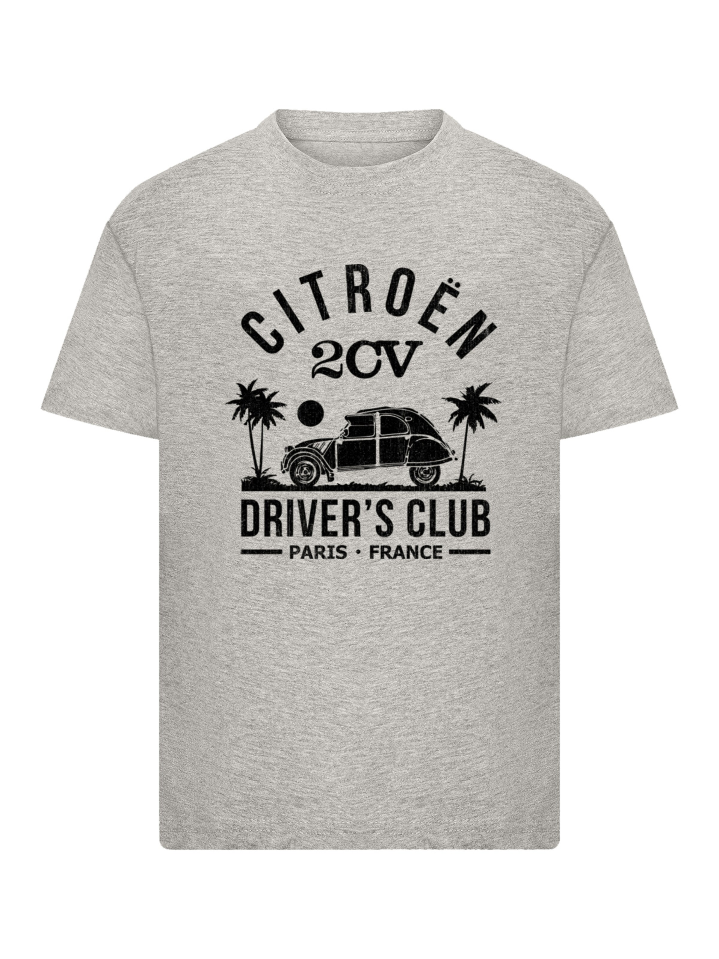 F4NT4STIC Shirt 'Citroën 2CV Driver's Club Black Beach' in Grey: front