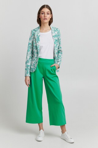 ICHI Wide leg Pleat-Front Pants 'KATE' in Green