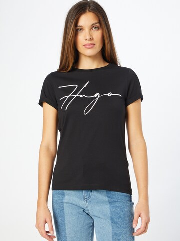 HUGO Shirt 'The Slim Tee 17' in Black: front