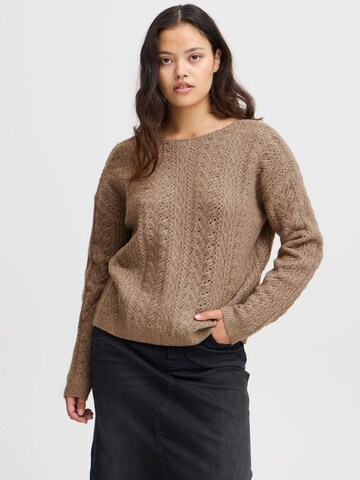 Cardigan 'Liyanna' ICHI en marron : devant