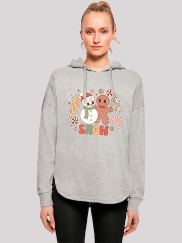 F4NT4STIC Sweatshirt 'Let It Snow Groovy Christmas Gingerbread' in Grijs: voorkant