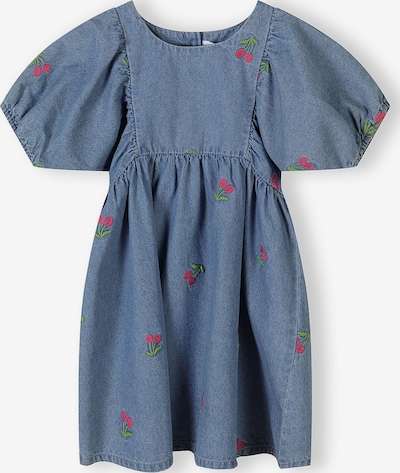 MINOTI Mekko koossa 80-86 värissä sininen denim / vihreä / punainen, Tuotenäkymä