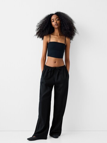 Bershka Wide leg Broek in Zwart