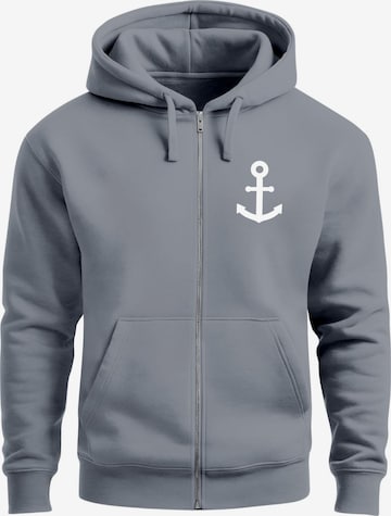 Neverless Sweatjacke 'Anker' in Grau: Vorderseite