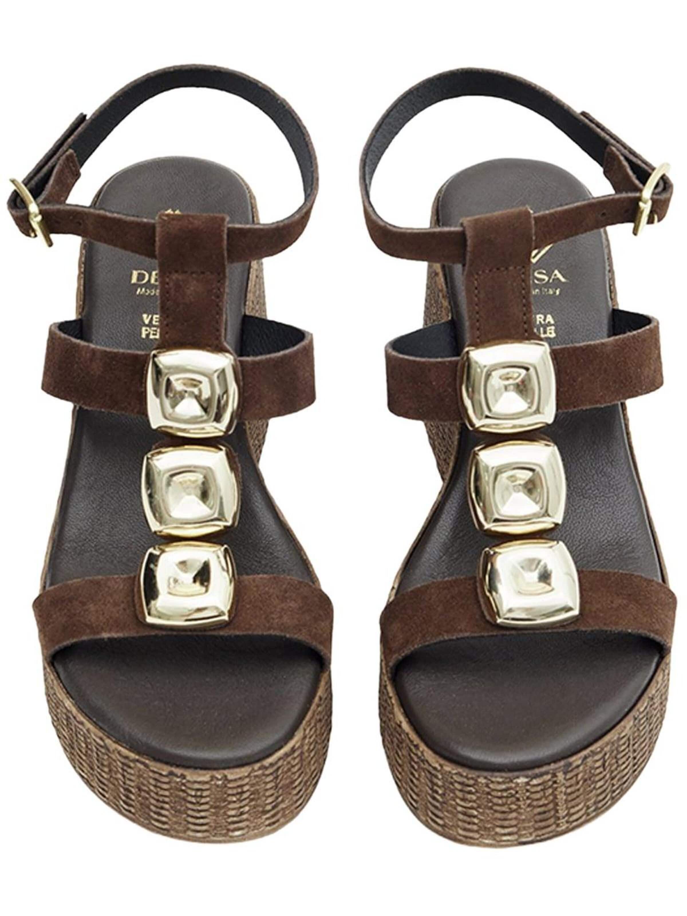 Desa Strap Sandals 'Keilsandalen' in Brown
