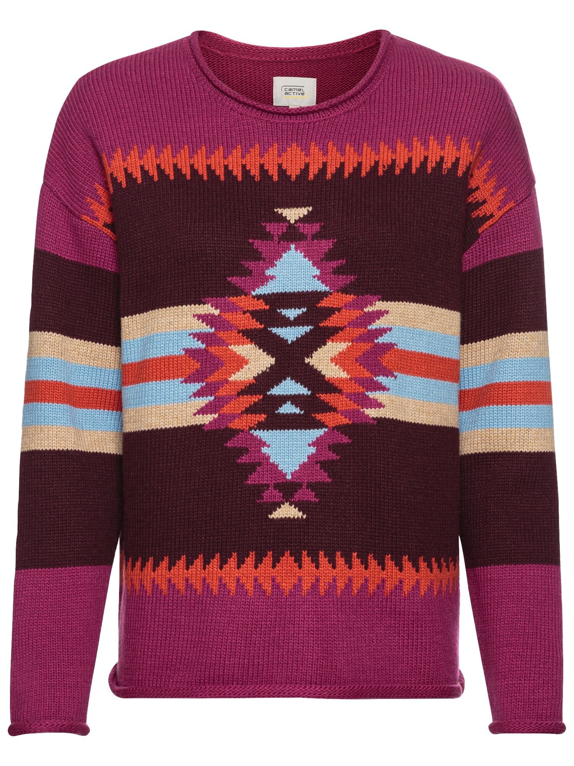 CAMEL ACTIVE Strickpullover mit eingearbeiteten Mustern in Lila: Vorderseite