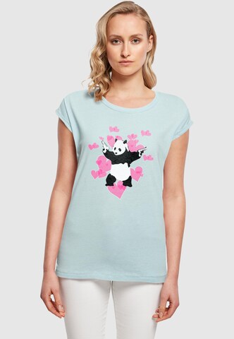 Merchcode Shirt 'Brandalised - Panda Guns With Hearts' in Blau: Vorderseite