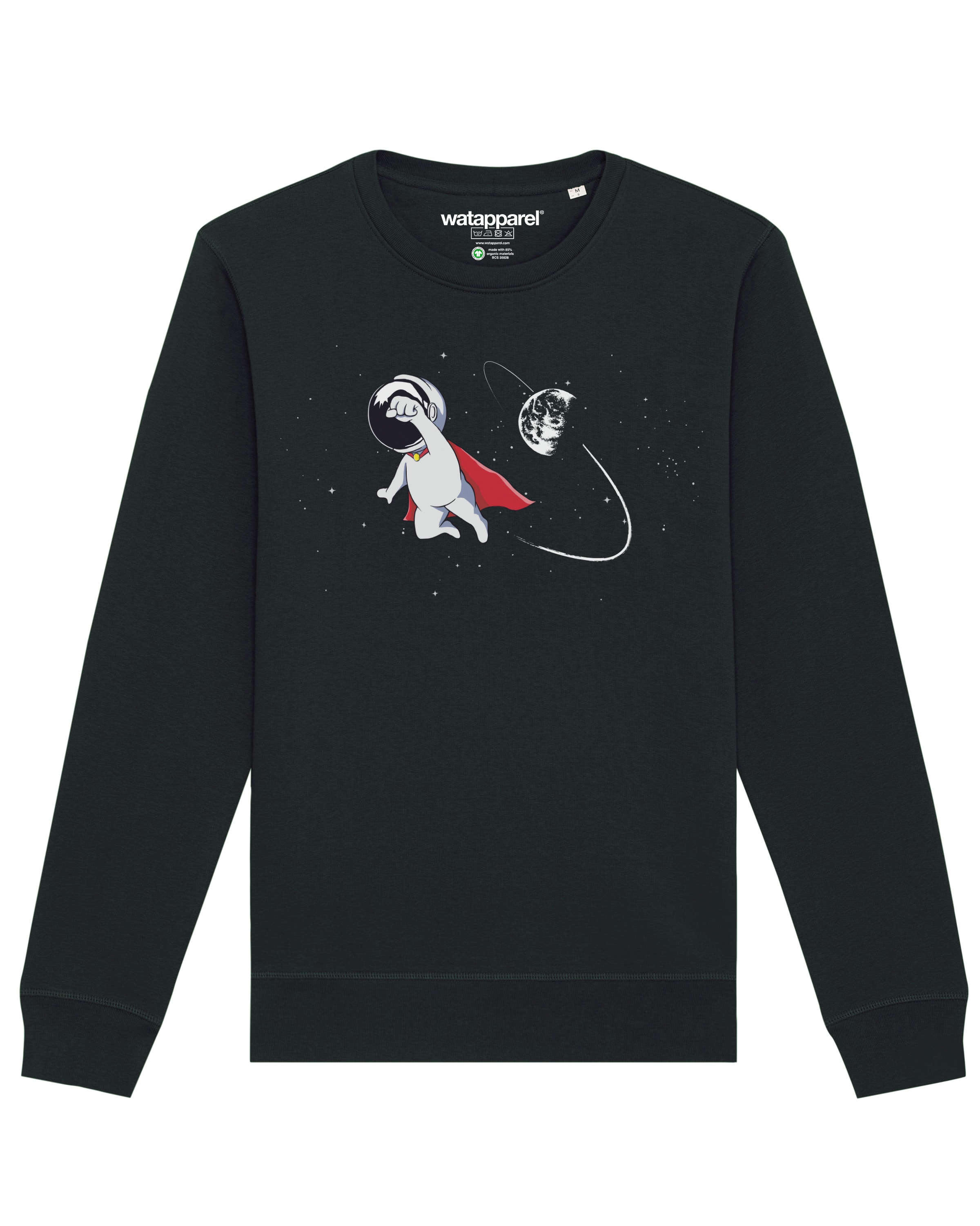 Watapparel Sweatshirt ' Superastronaut ' in Schwarz: Vorderseite