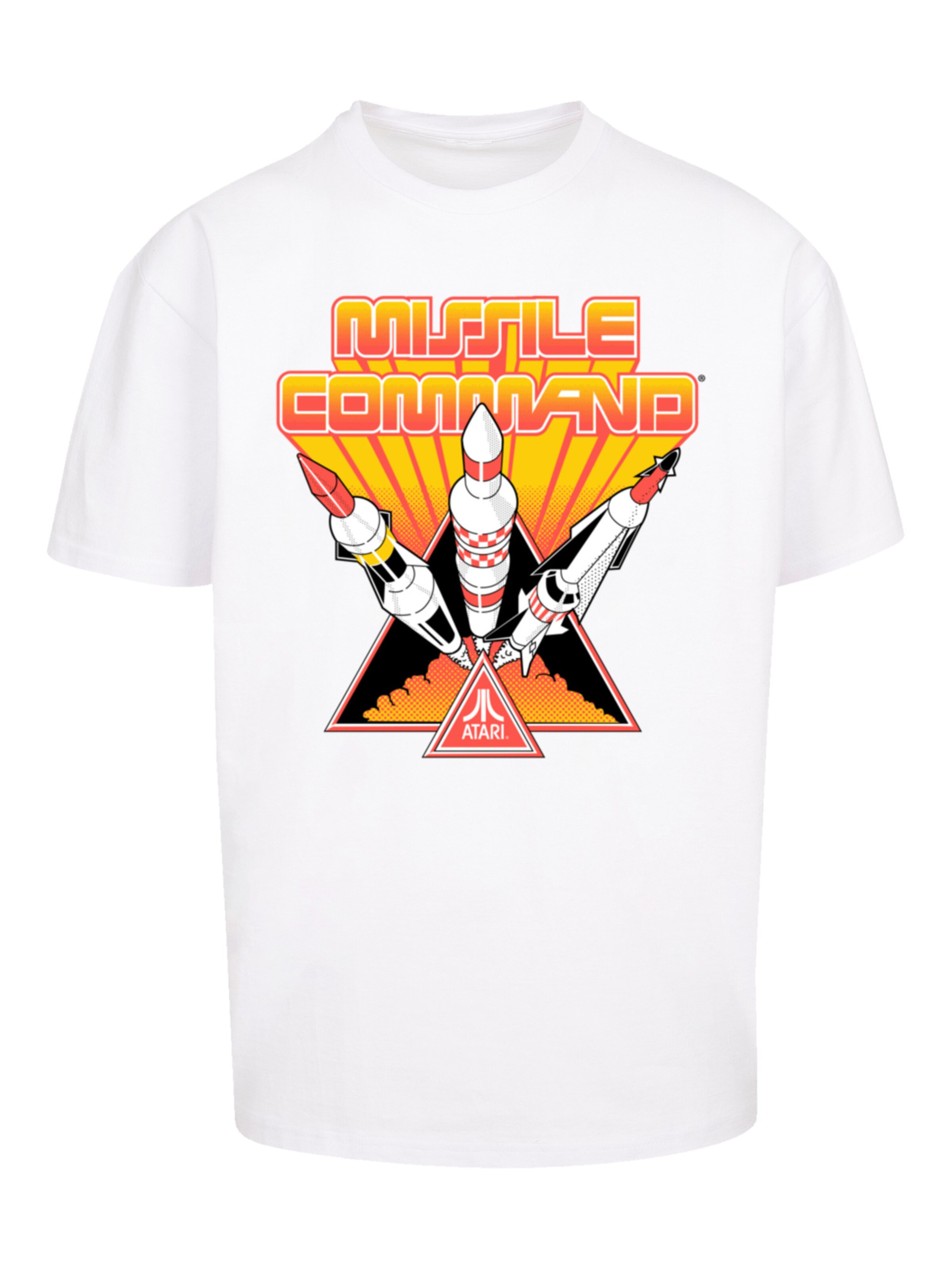 F4NT4STIC T-Shirt 'Arcade Triple Shot Atari Retro Gaming' in Weiß: Vorderseite