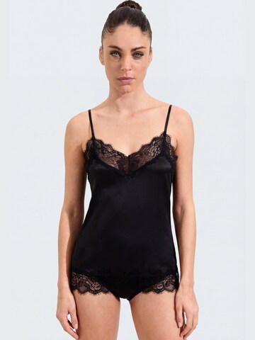 Ciocca Unterhemd 'Top Canotta Donna con Pizzo - Effetto Raso Tinta Unita'‌‌‌‌‌‌‌‌ in Schwarz