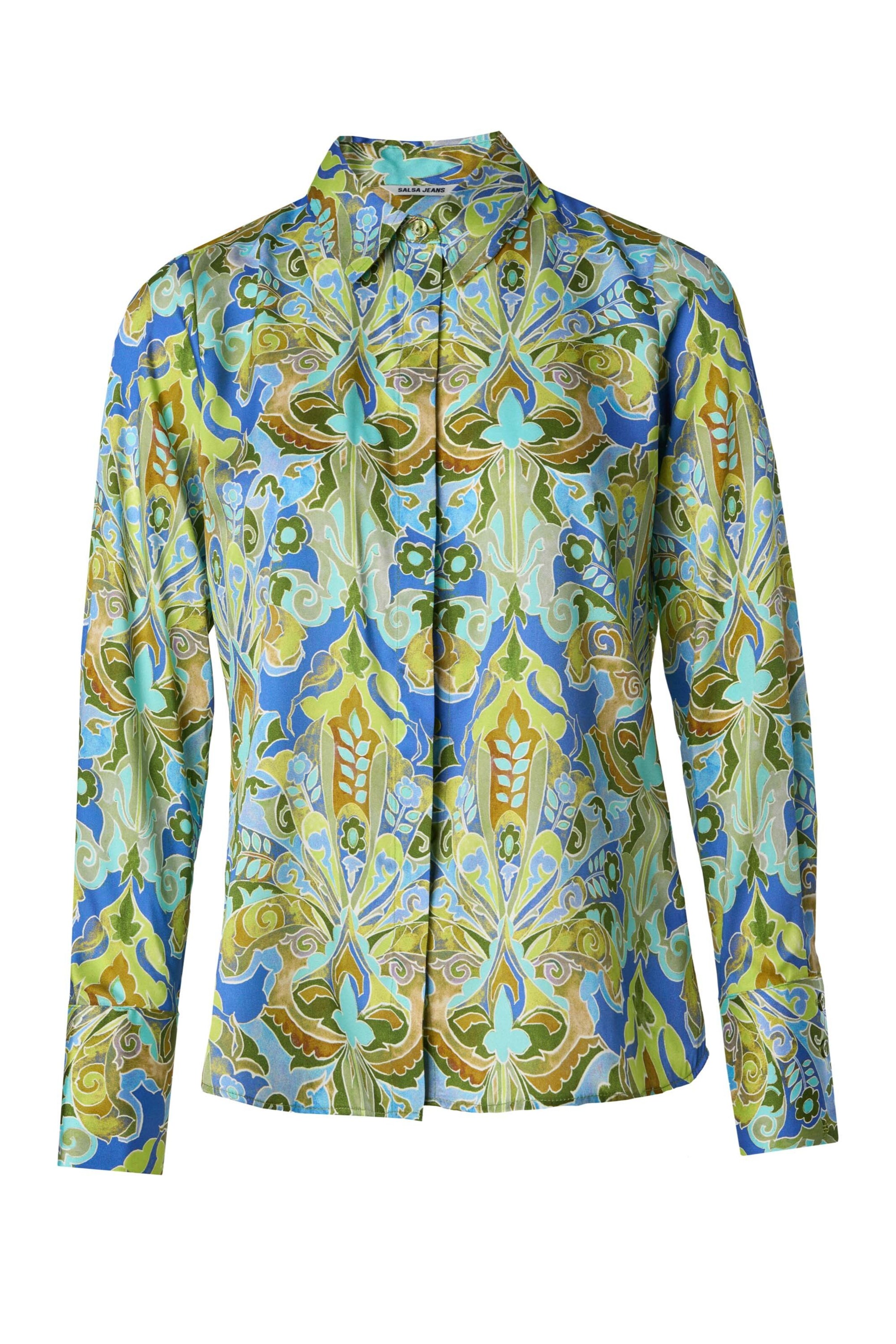 Salsa Jeans Blouse in de kleur Beige / Blauw / Lichtblauw / Groen, Productweergave