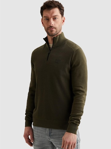 Pullover 'Pullover in cotton/modal with half-zip' di PME Legend in verde: frontale