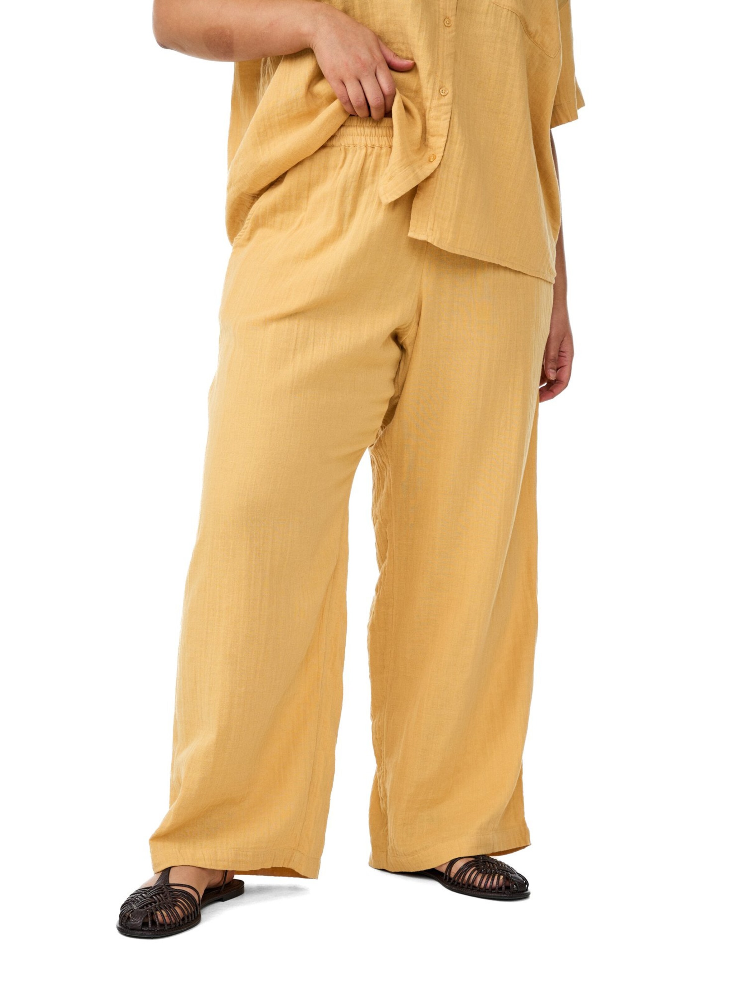 Zizzi Wide leg Broek 'Vivu' in Geel: voorkant