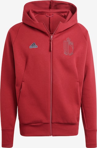 ADIDAS PERFORMANCE Athletic Zip-Up Hoodie 'Belgium Travel' in Red: front