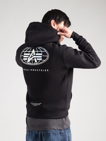 ALPHA INDUSTRIES Sweatshirt 'World' in Black: front