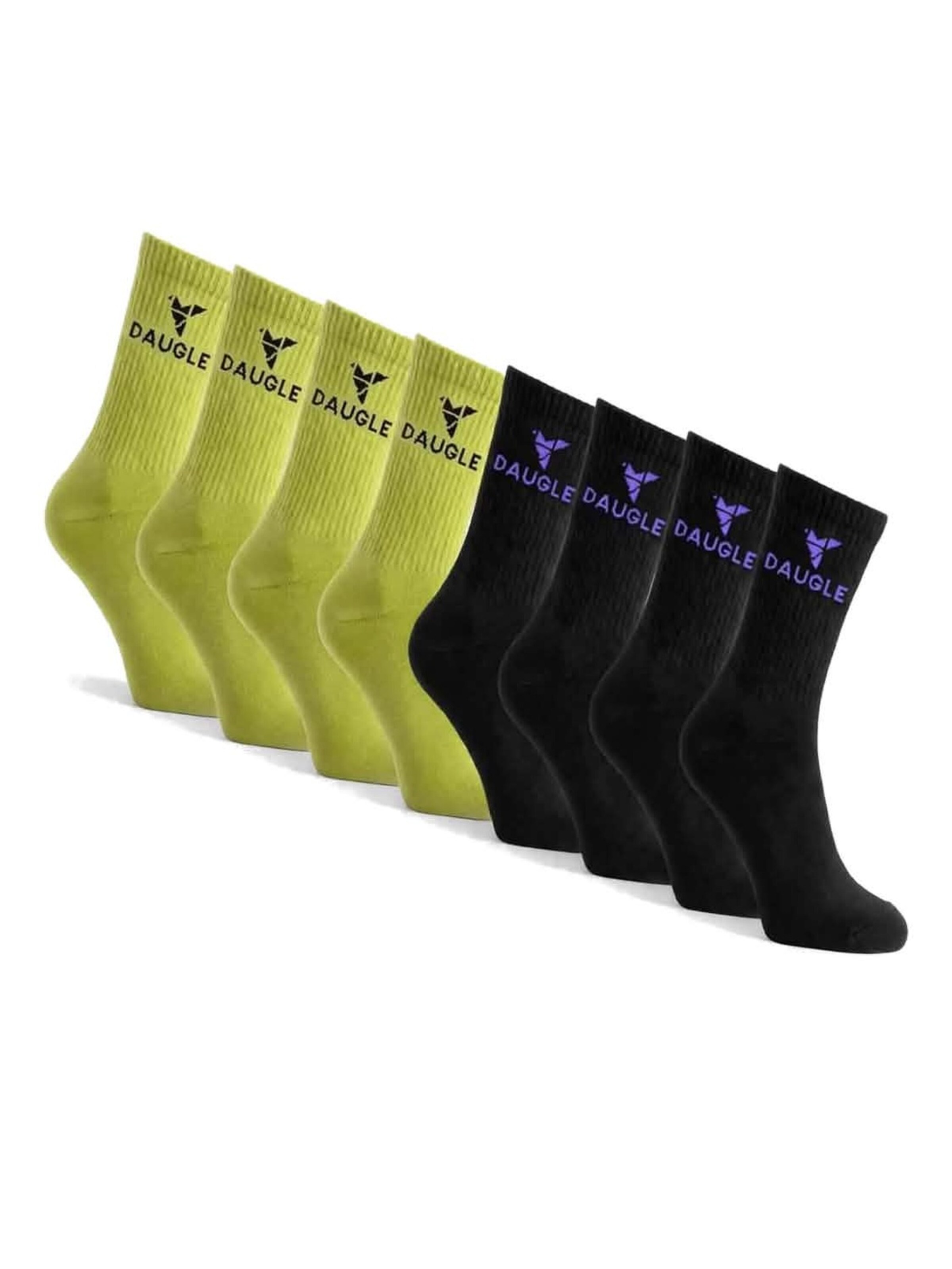 DAUGLE Športne nogavice 'Daugle Unisex Crew Socks 2-Pack (Lime, Black)' | zelena barva: sprednja stran