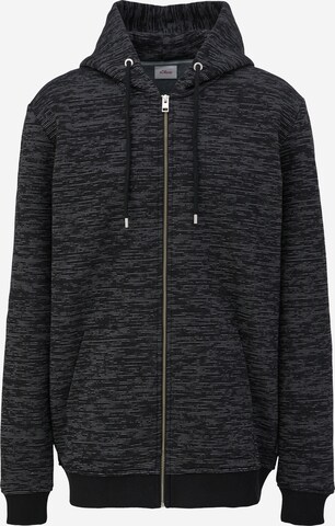 s.Oliver Men Tall Sizes Sweatjacke in Schwarz: predná strana