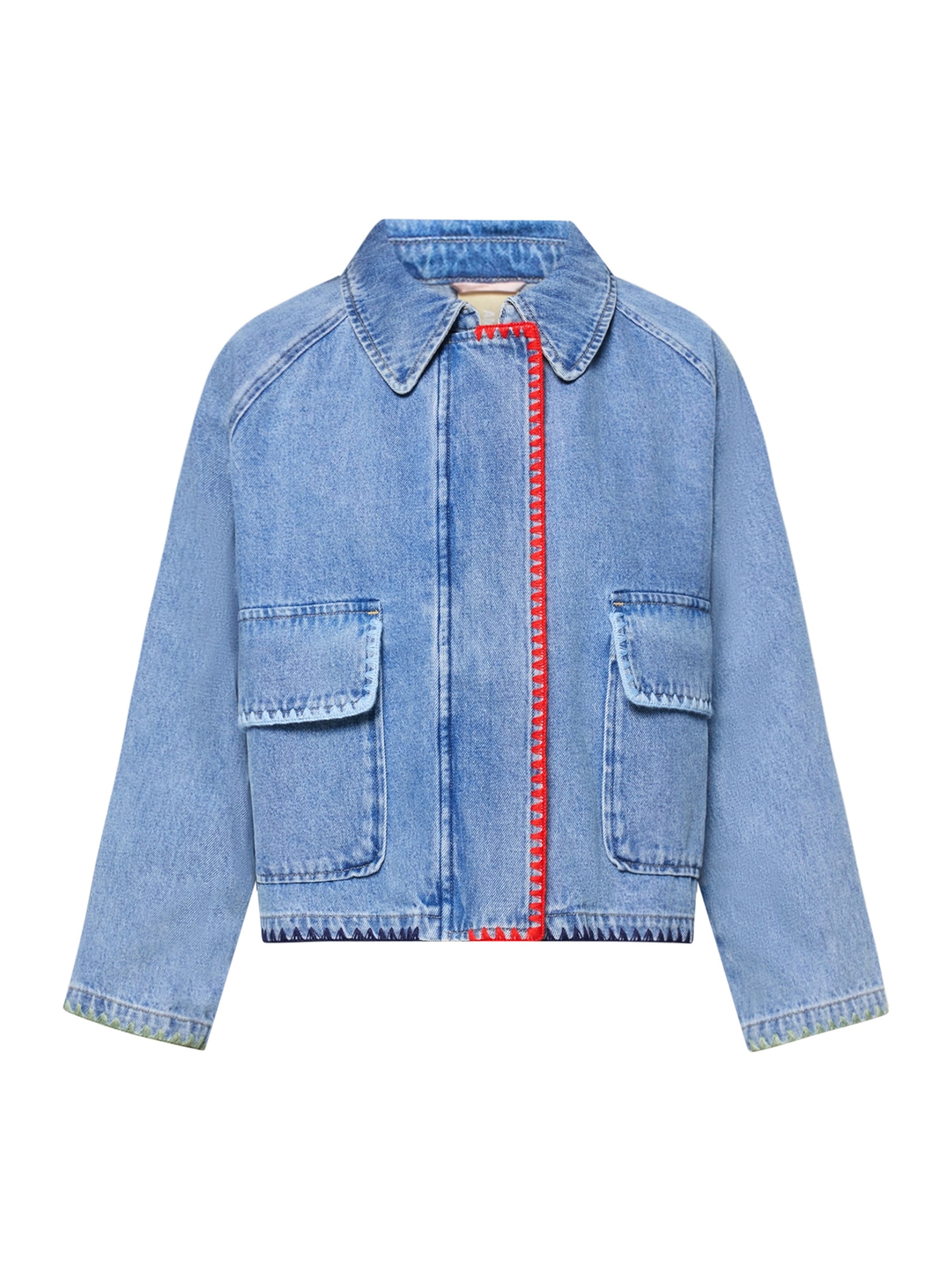 Amber & June Between-Season Jacket in Blue: front