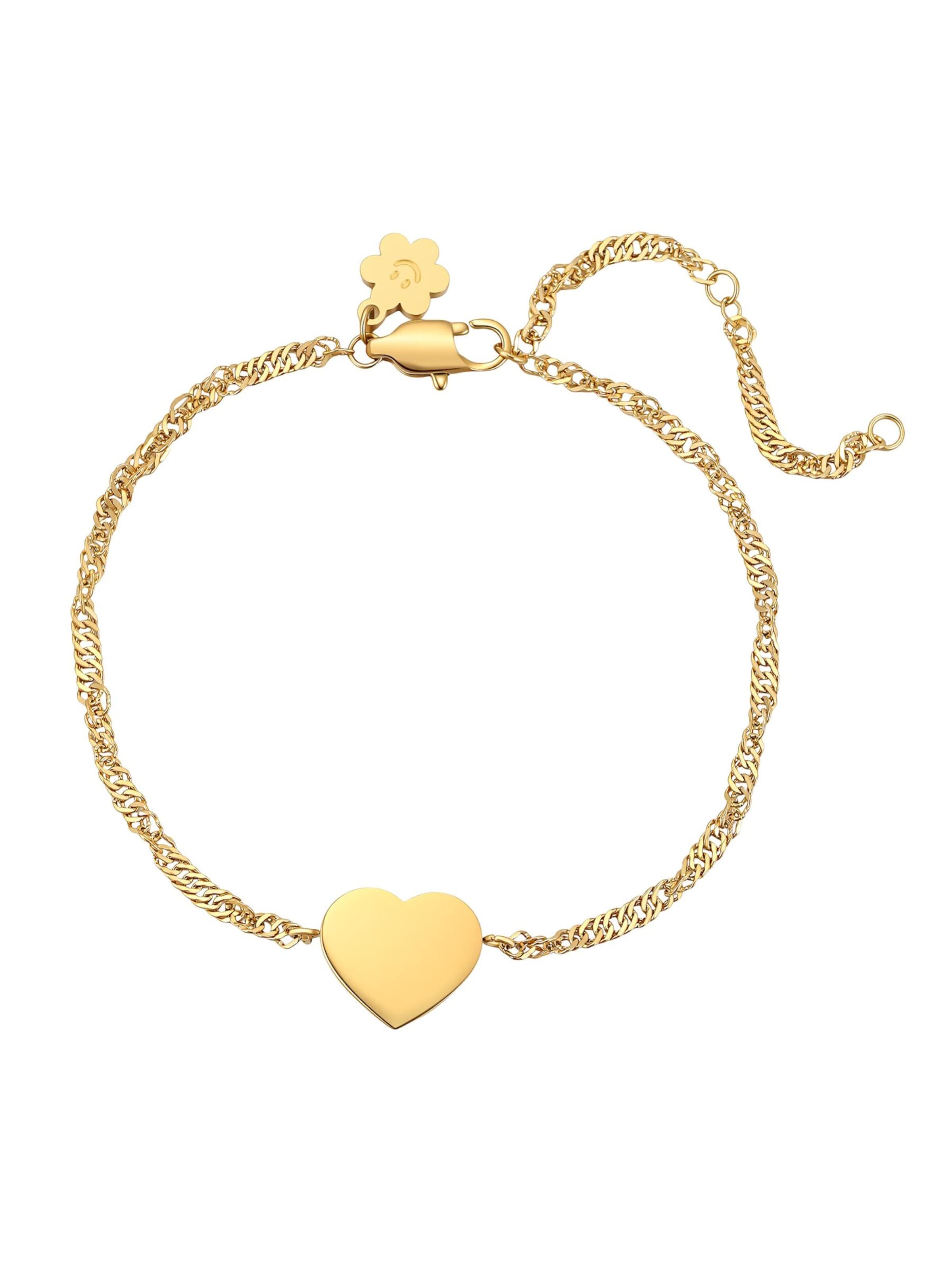 Hey Happiness - Pulsera 'Minimalist Heart Charm' en oro