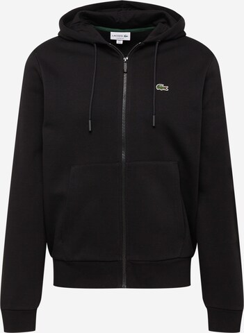 LACOSTE Zip-Up Hoodie in Black: front